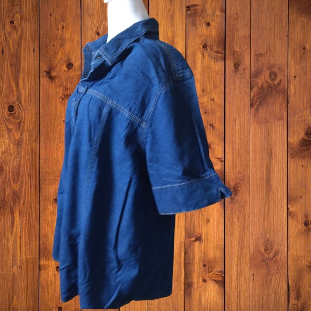 CABIN CREEK WOMEN'S SIZE 20W SHORT SLEEVE JEAN SHIRT WITH LAYERED TANK TOP - Picture 4 of 4